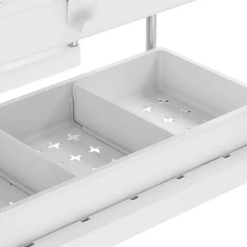Organizzatore per lavello a 2 ripiani con cassetto bianco