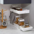 Organizzatore per lavello a 2 ripiani con cassetto bianco