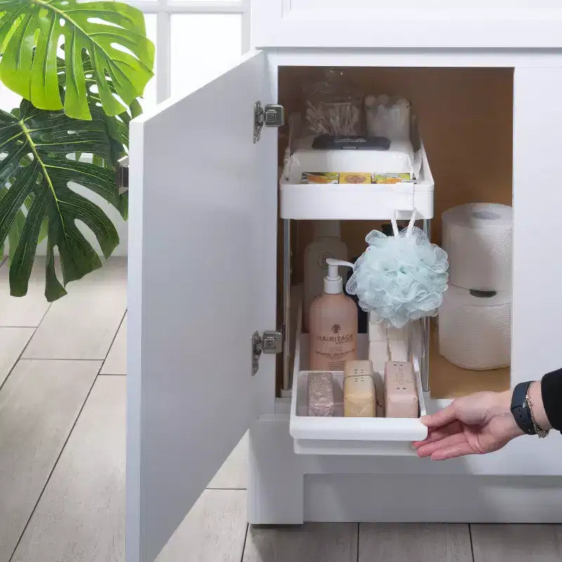 Organizzatore per lavello a 2 ripiani con cassetto bianco