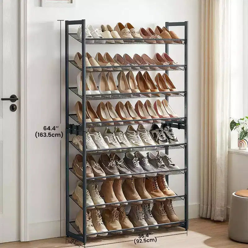 Scarpiera, Organizer per Scarpe a 8 Livelli, Scarpiera in Metallo per Garage, Ingresso, Confezione da 2, Scaffale per Scarpe Impilabile a 4 Livelli