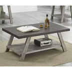 Tavolino da Caffè Athens Contemporary 3 pezzi con Ripiano in Legno, in Noce Weathered e Grigio