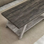 Tavolino da Caffè Athens Contemporary 3 pezzi con Ripiano in Legno, in Noce Weathered e Grigio