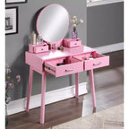 Mobile Toeletta e Sgabello Liannon in Legno Contemporaneo, Rosa