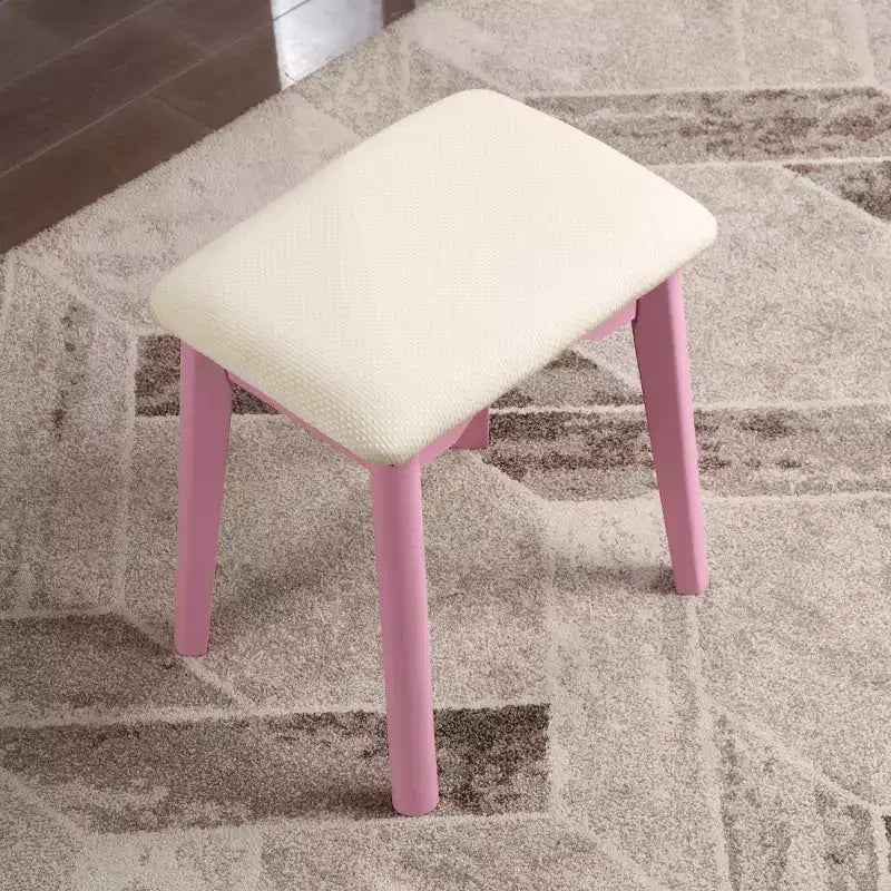 Mobile Toeletta e Sgabello Liannon in Legno Contemporaneo, Rosa