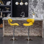 Sgabelli da Bar Regolabili Girevoli Masaccio con Rivestimento in Velluto, Confezione da 2, Giallo