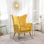Poltrona d'accento Soveral Velvet Button-Tufted con schienale a orecchioni, Gialla