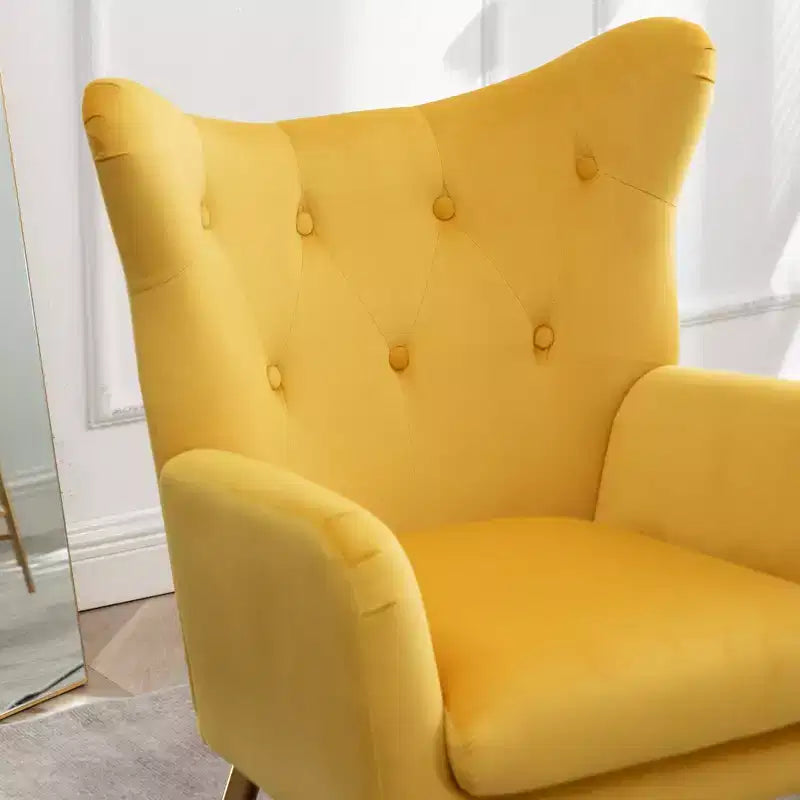 Poltrona d'accento Soveral Velvet Button-Tufted con schienale a orecchioni, Gialla