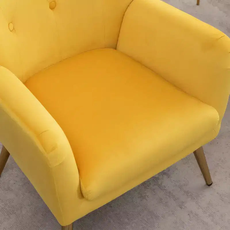 Poltrona d'accento Soveral Velvet Button-Tufted con schienale a orecchioni, Gialla