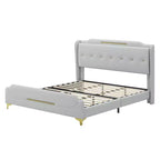 Letto King imbottito in ecopelle con testiera ad alette
