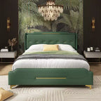 Letto King imbottito in ecopelle con testiera ad alette