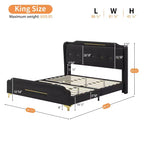 Letto King imbottito in ecopelle con testiera ad alette