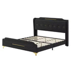 Letto King imbottito in ecopelle con testiera ad alette