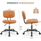 Sedia da ufficio ergonomica piccola senza braccioli in pelle PU per computer