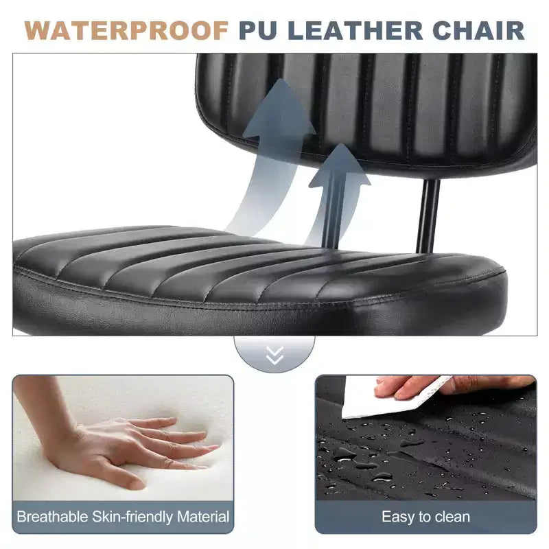 Sedia da ufficio ergonomica piccola senza braccioli in pelle PU per computer