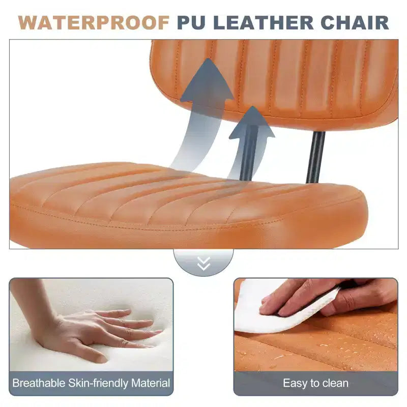 Sedia da ufficio ergonomica piccola senza braccioli in pelle PU per computer