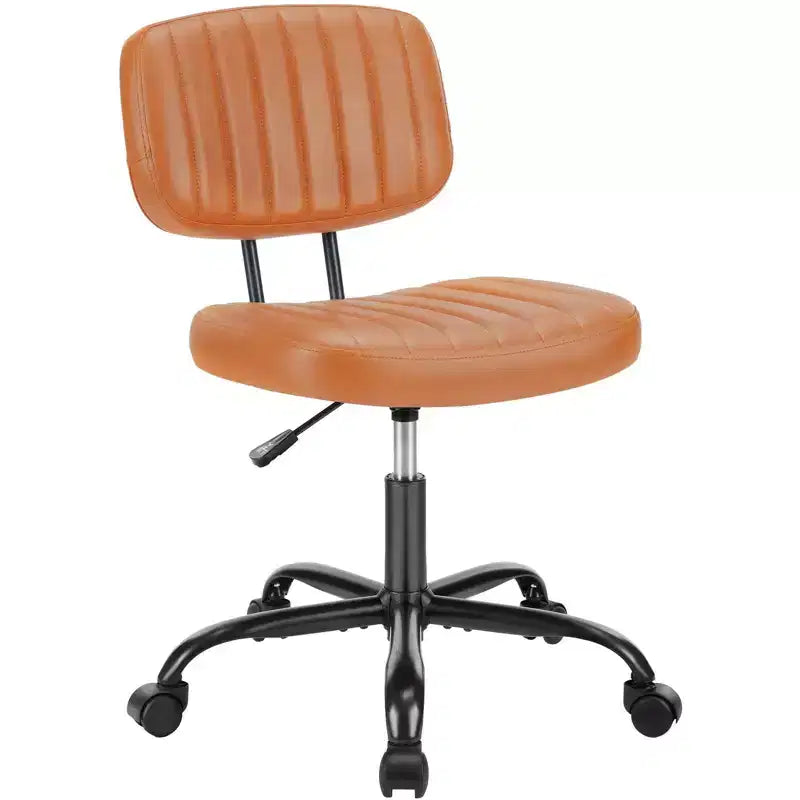 Sedia da ufficio ergonomica piccola senza braccioli in pelle PU per computer