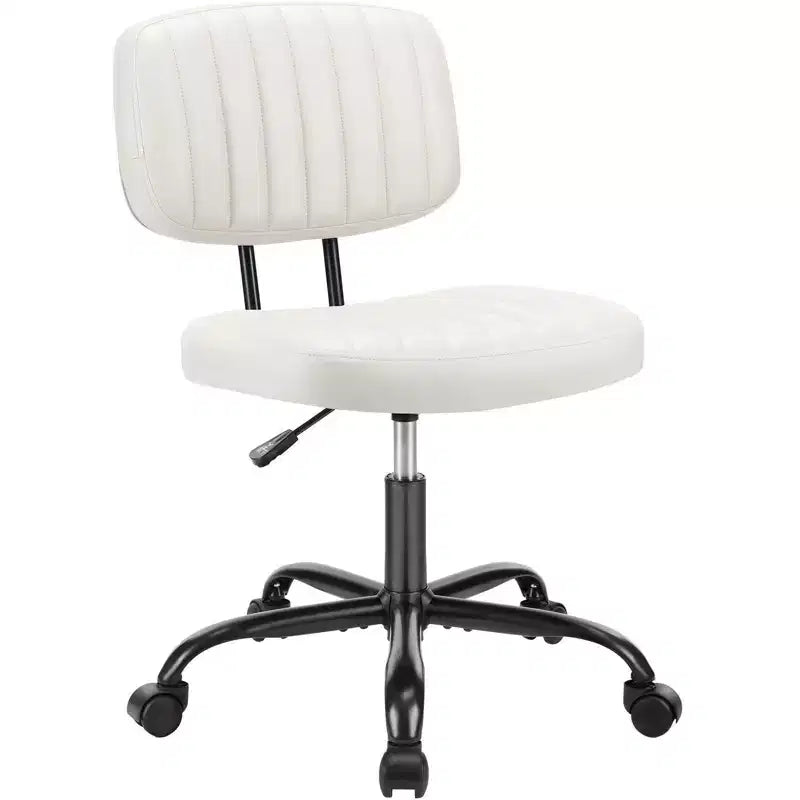 Sedia da ufficio ergonomica piccola senza braccioli in pelle PU per computer