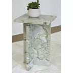 Tavolino d'appoggio Deaconwell in marmo bianco e verde