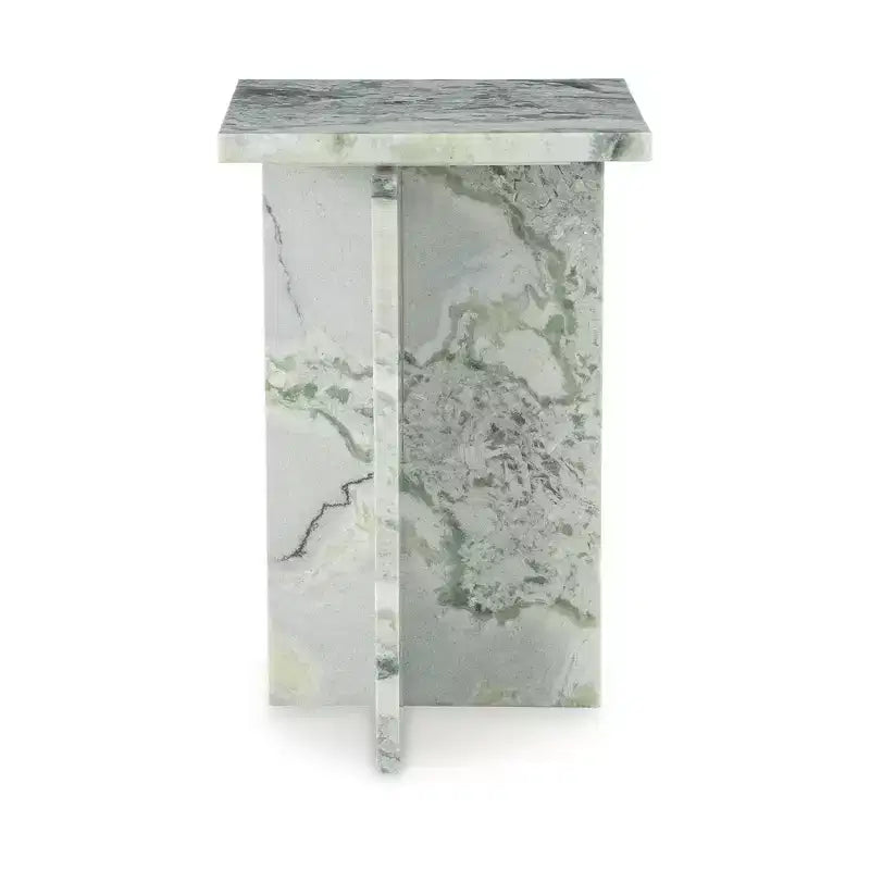 Tavolino d'appoggio Deaconwell in marmo bianco e verde
