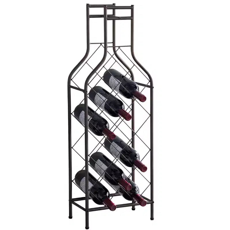 12 Bottiglie Portabottiglie da Vino in Metallo da Terra per la Casa con Supporto a Forma di Bottiglia per Liquori, Peltro
