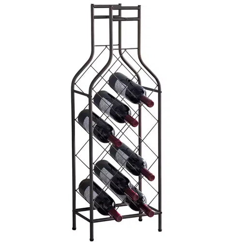 12 Bottiglie Portabottiglie da Vino in Metallo da Terra per la Casa con Supporto a Forma di Bottiglia per Liquori, Peltro