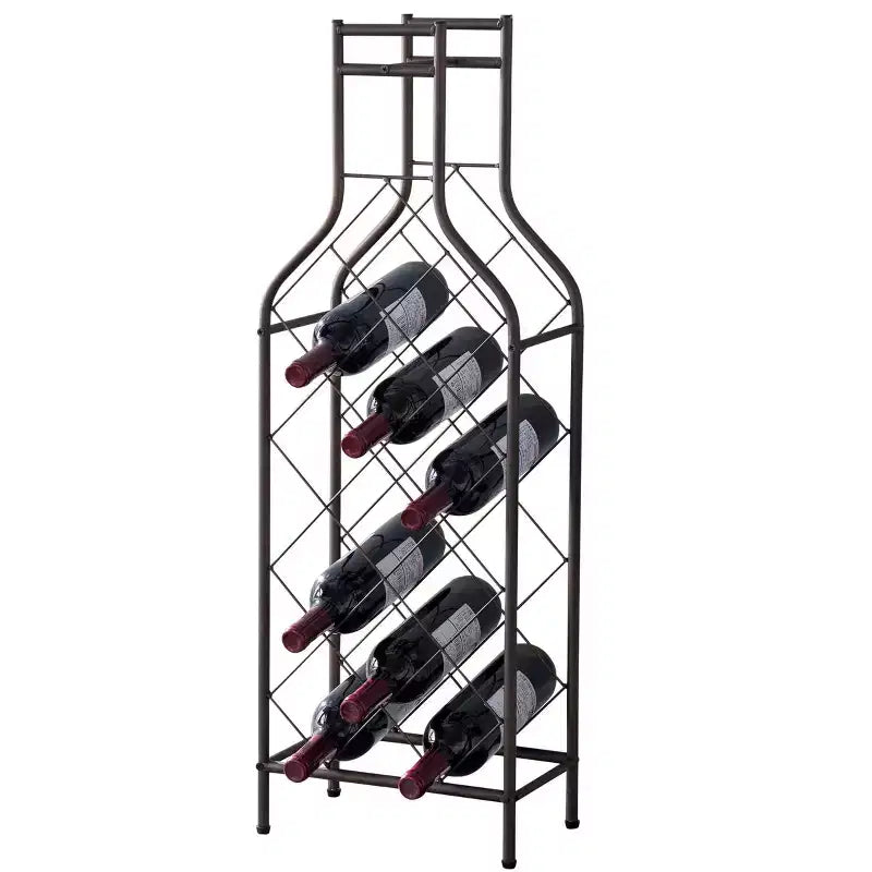 12 Bottiglie Portabottiglie da Vino in Metallo da Terra per la Casa con Supporto a Forma di Bottiglia per Liquori, Peltro
