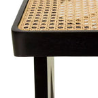 Panca Franco 55" Nera: Rattan Intrecciato a Mano, Base in Legno di Mango, Forma Rettangolare, Non Imbottita