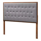 Testiera King Harumi in tessuto e legno grigio/marrone noce