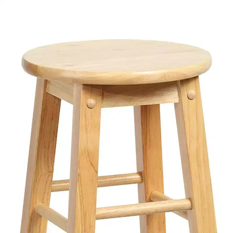 Sgabelli alti da cucina classici rotondi con seduta alta 29" per case, sale da pranzo e bar, senza schienale e con 4 gambe quadre, naturali (confezione da 8)