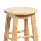 Sgabelli alti da cucina classici rotondi con seduta alta 29" per case, sale da pranzo e bar, senza schienale e con 4 gambe quadre, naturali (confezione da 8)