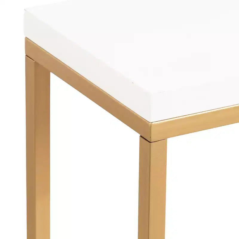 Consolle in MDF Rettangolare Truss, 30x10x30, Bianco e Oro