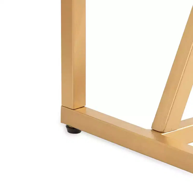 Consolle in MDF Rettangolare Truss, 30x10x30, Bianco e Oro