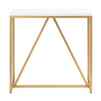 Consolle in MDF Rettangolare Truss, 30x10x30, Bianco e Oro