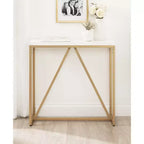 Consolle in MDF Rettangolare Truss, 30x10x30, Bianco e Oro