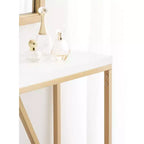 Consolle in MDF Rettangolare Truss, 30x10x30, Bianco e Oro