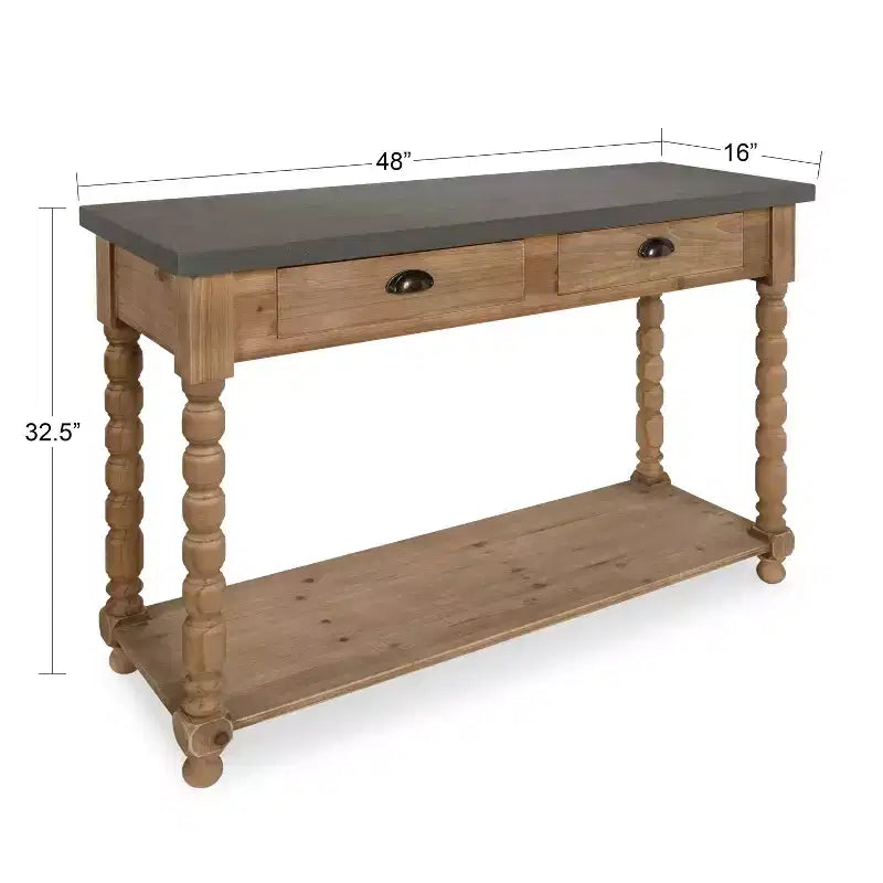 Consolle in Legno Rettangolare Rutledge, 48x16x32, Marrone Rustico