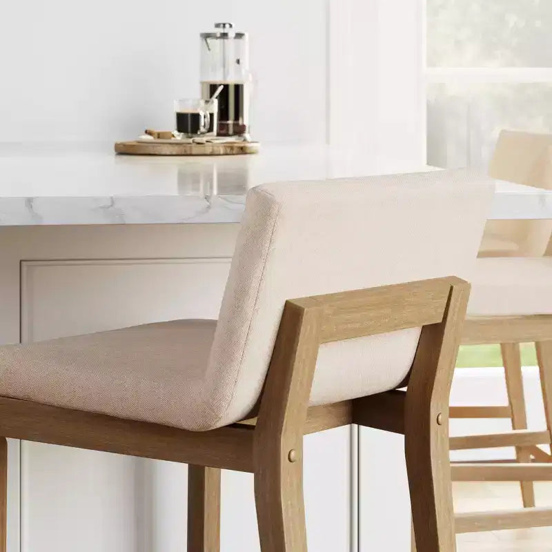 Sgabello da bar Gracie Wood imbottito ad altezza bancone