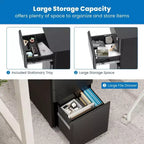 Cassettiera Mobile a 3 Cassetti con Serratura | Design Sottile Salvaspazio Sotto Scrivania per Archiviazione Documenti, Cartelle e Articoli da Ufficio | Nero