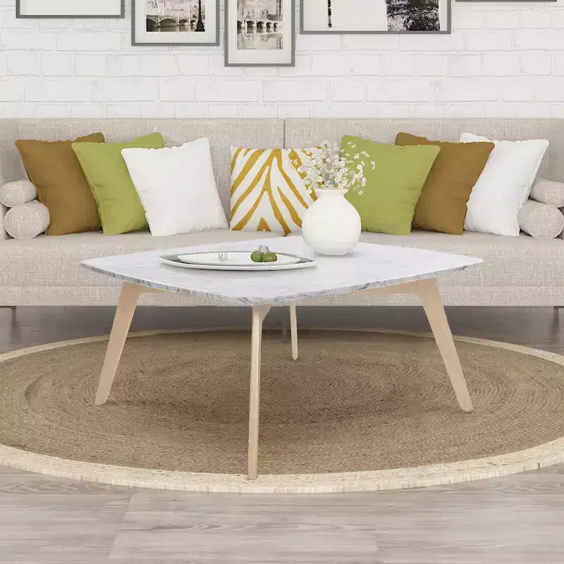 Tavolino da caffè Vezzana 31 Square in marmo di Carrara bianco italiano