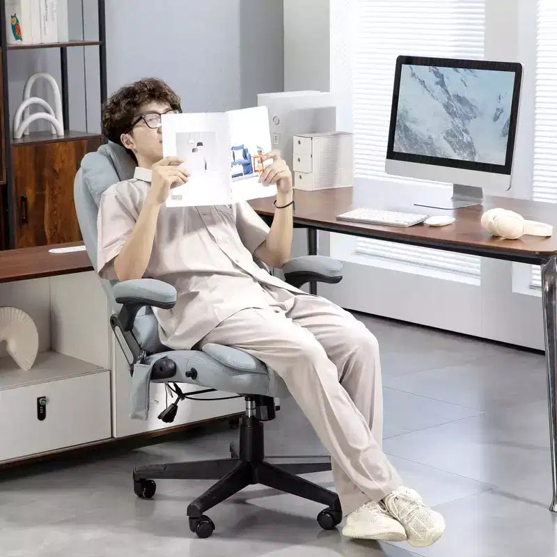 Sedia da ufficio massaggiante vibrante a 6 punti con calore, sedia direzionale ad alto schienale in microfibra con schienale reclinabile e braccioli