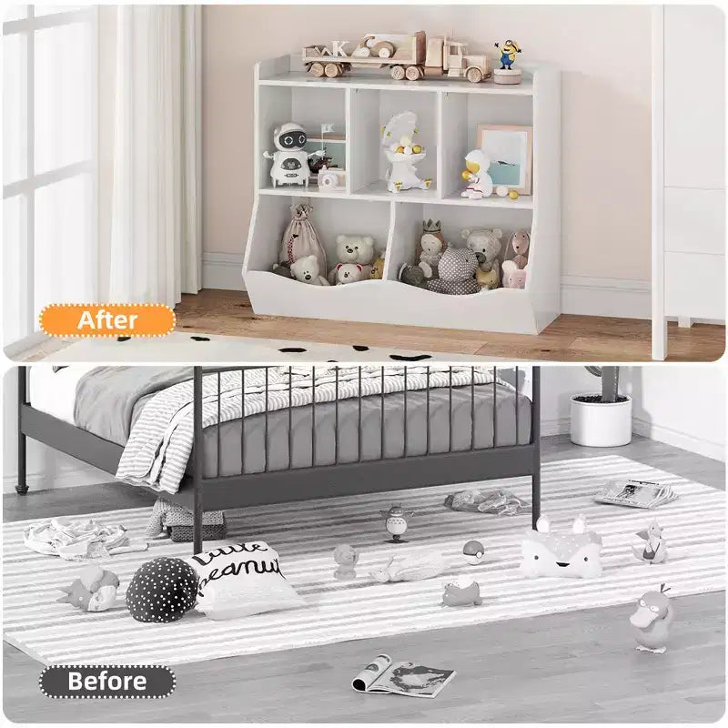 Libreria per Bambini e Mobile Contenitore Giocattoli Multi-Ripiano con Cubby Organizer per Bambini e Bambine, Sala Giochi