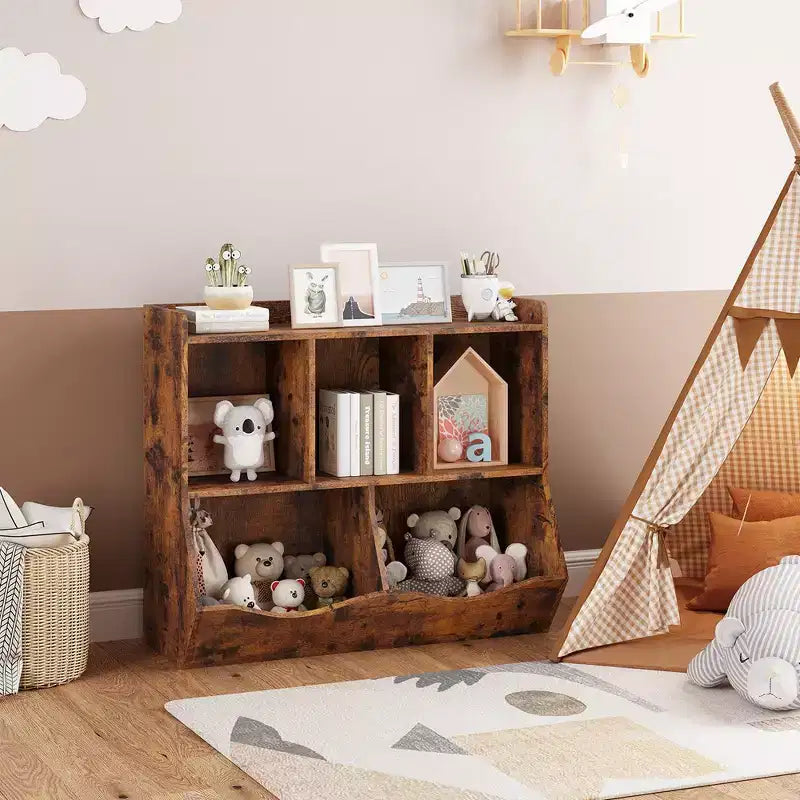 Libreria per Bambini e Mobile Contenitore Giocattoli Multi-Ripiano con Cubby Organizer per Bambini e Bambine, Sala Giochi