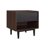 Comodino Moderno Scanalato Duane con Cassetto, Confezione da 2