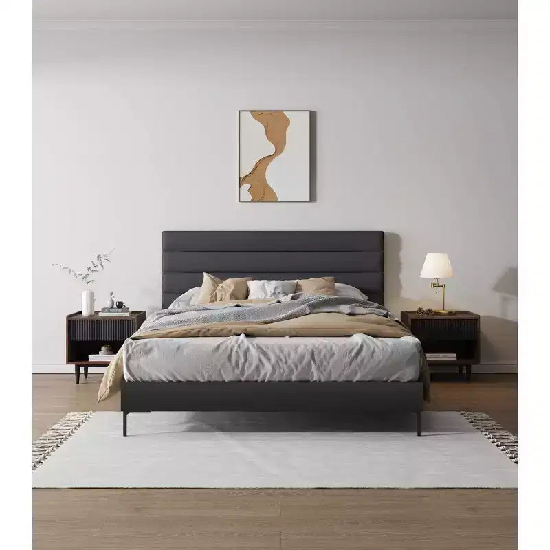 Comodino Moderno Scanalato Duane con Cassetto, Confezione da 2
