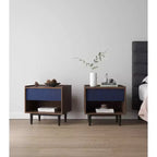 Comodino Moderno Scanalato Duane con Cassetto, Confezione da 2