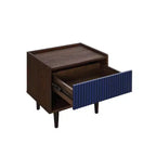 Comodino Moderno Scanalato Duane con Cassetto, Confezione da 2