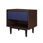 Comodino Moderno Scanalato Duane con Cassetto, Confezione da 2