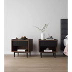 Comodino Moderno Scanalato Duane con Cassetto, Confezione da 2