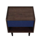 Comodino Moderno Scanalato Duane con Cassetto, Confezione da 2