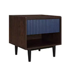 Comodino Moderno Scanalato Duane con Cassetto, Confezione da 2